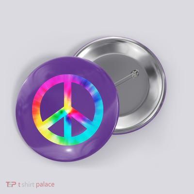 Trippy Rainbow Peace Sign Button