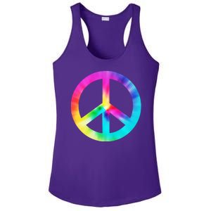 Trippy Rainbow Peace Sign Ladies PosiCharge Competitor Racerback Tank