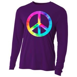 Trippy Rainbow Peace Sign Cooling Performance Long Sleeve Crew