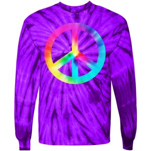 Trippy Rainbow Peace Sign Tie-Dye Long Sleeve Shirt