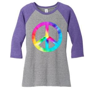 Trippy Rainbow Peace Sign Women's Tri-Blend 3/4-Sleeve Raglan Shirt