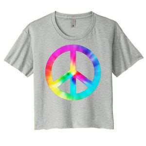 Trippy Rainbow Peace Sign Women's Crop Top Tee