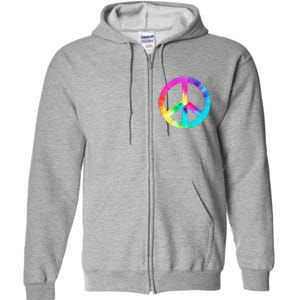 Trippy Rainbow Peace Sign Full Zip Hoodie