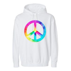 Trippy Rainbow Peace Sign Garment-Dyed Fleece Hoodie