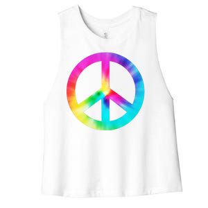 Trippy Rainbow Peace Sign Women's Racerback Cropped Tank