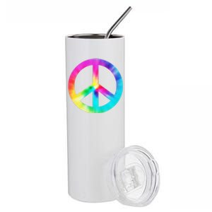 Trippy Rainbow Peace Sign Stainless Steel Tumbler