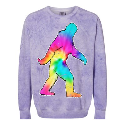 Trippy Sasquatch Tie Dye Colorful Bigfoot Colorblast Crewneck Sweatshirt