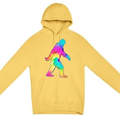 Trippy Sasquatch Tie Dye Colorful Bigfoot Premium Pullover Hoodie