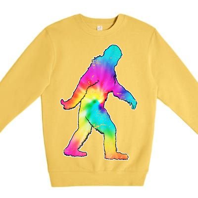 Trippy Sasquatch Tie Dye Colorful Bigfoot Premium Crewneck Sweatshirt