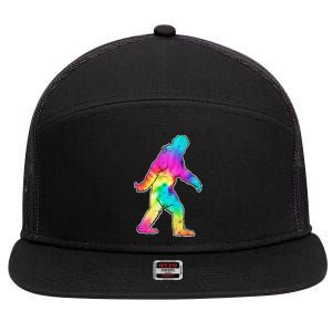 Trippy Sasquatch Tie Dye Colorful Bigfoot 7 Panel Mesh Trucker Snapback Hat