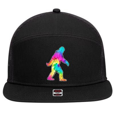 Trippy Sasquatch Tie Dye Colorful Bigfoot 7 Panel Mesh Trucker Snapback Hat