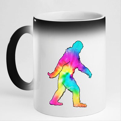 Trippy Sasquatch Tie Dye Colorful Bigfoot 11oz Black Color Changing Mug