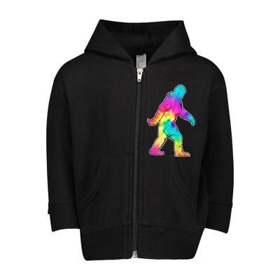 Trippy Sasquatch Tie Dye Colorful Bigfoot Toddler Zip Fleece Hoodie