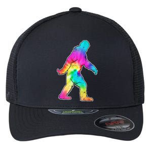 Trippy Sasquatch Tie Dye Colorful Bigfoot Flexfit Unipanel Trucker Cap