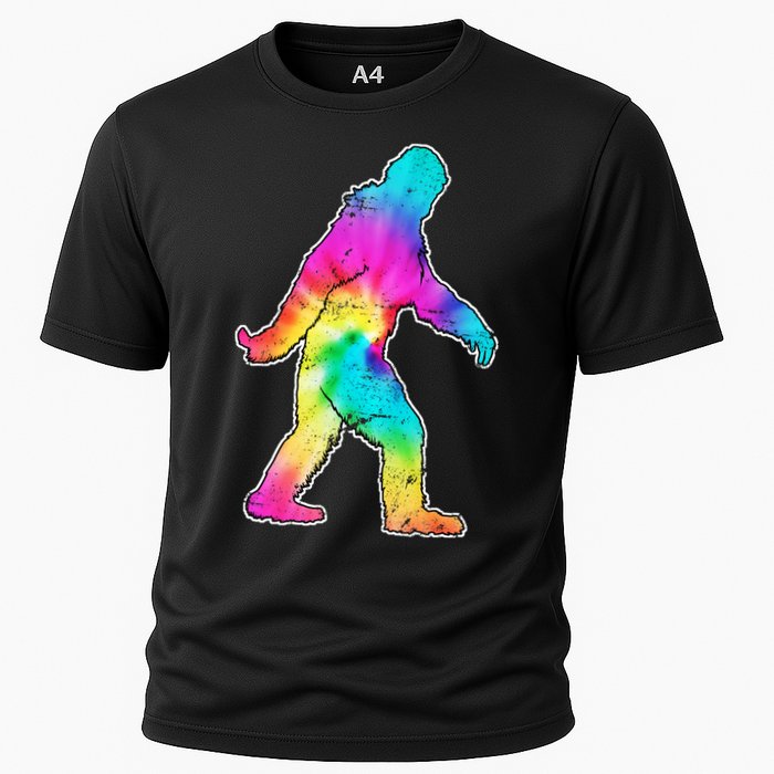 Trippy Sasquatch Tie Dye Colorful Bigfoot Cooling Performance Crew T-Shirt