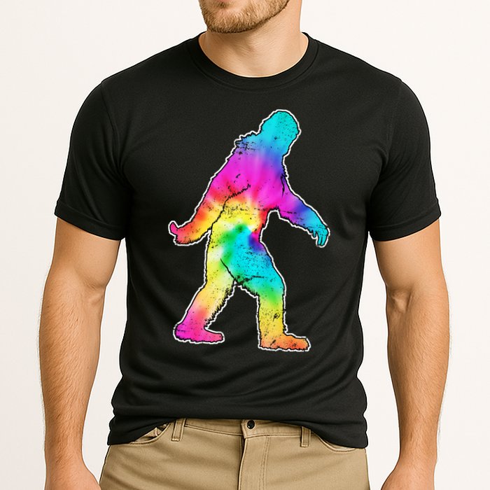 Trippy Sasquatch Tie Dye Colorful Bigfoot Cooling Performance Crew T-Shirt