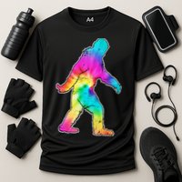 Trippy Sasquatch Tie Dye Colorful Bigfoot Cooling Performance Crew T-Shirt