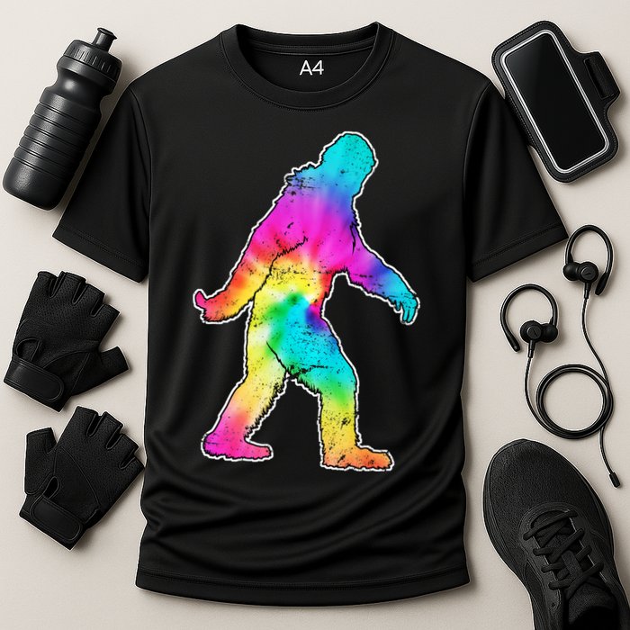 Trippy Sasquatch Tie Dye Colorful Bigfoot Cooling Performance Crew T-Shirt