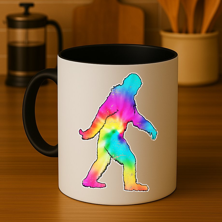 Trippy Sasquatch Tie Dye Colorful Bigfoot Mug