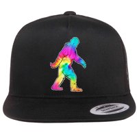 Trippy Sasquatch Tie Dye Colorful Bigfoot Flatbill Hat