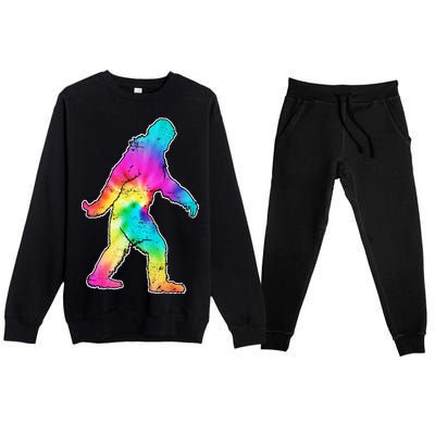 Trippy Sasquatch Tie Dye Colorful Bigfoot Premium Crewneck Sweatsuit Set