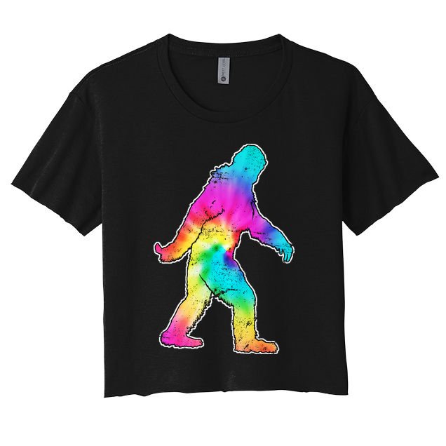 Trippy Sasquatch Tie Dye Colorful Bigfoot Crop Top