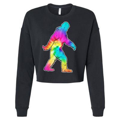 Trippy Sasquatch Tie Dye Colorful Bigfoot Cropped Pullover Crew