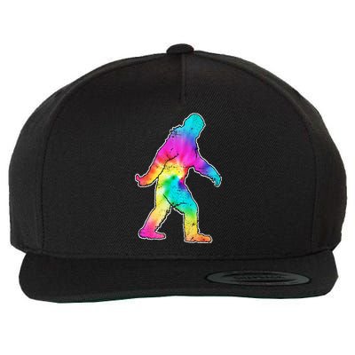 Trippy Sasquatch Tie Dye Colorful Bigfoot Wool Snapback Cap