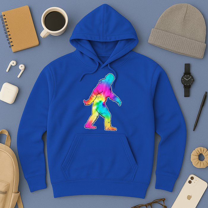 Trippy Sasquatch Tie Dye Colorful Bigfoot Hoodie