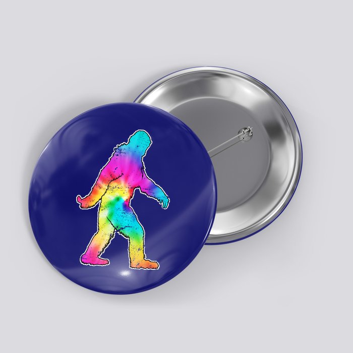 Trippy Sasquatch Tie Dye Colorful Bigfoot Button