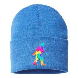 Trippy Sasquatch Tie Dye Colorful Bigfoot Sustainable Knit Beanie