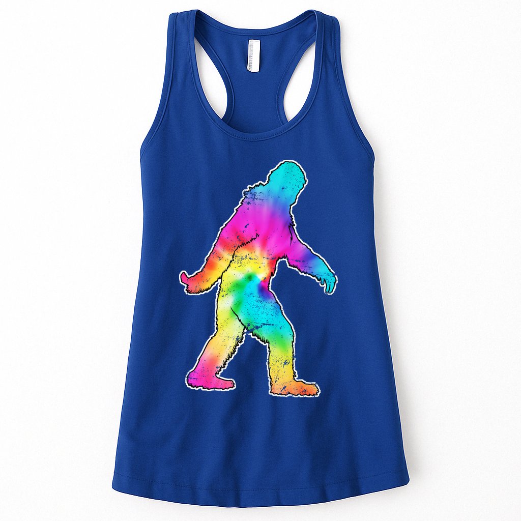 Trippy Sasquatch Tie Dye Colorful Bigfoot Womens Tank Top