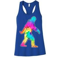 Trippy Sasquatch Tie Dye Colorful Bigfoot Women's Racerback Tank