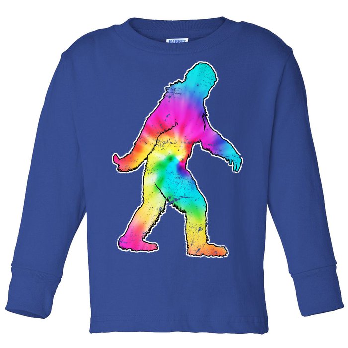 Trippy Sasquatch Tie Dye Colorful Bigfoot Toddler Long Sleeve Shirt