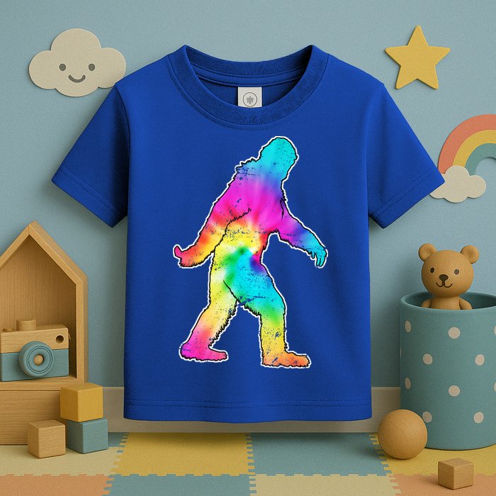Trippy Sasquatch Tie Dye Colorful Bigfoot Toddler T-Shirt