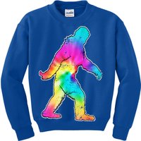 Trippy Sasquatch Tie Dye Colorful Bigfoot Kids Sweatshirt