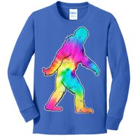 Trippy Sasquatch Tie Dye Colorful Bigfoot Kids Long Sleeve Shirt