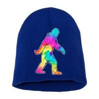 Trippy Sasquatch Tie Dye Colorful Bigfoot Short Acrylic Beanie