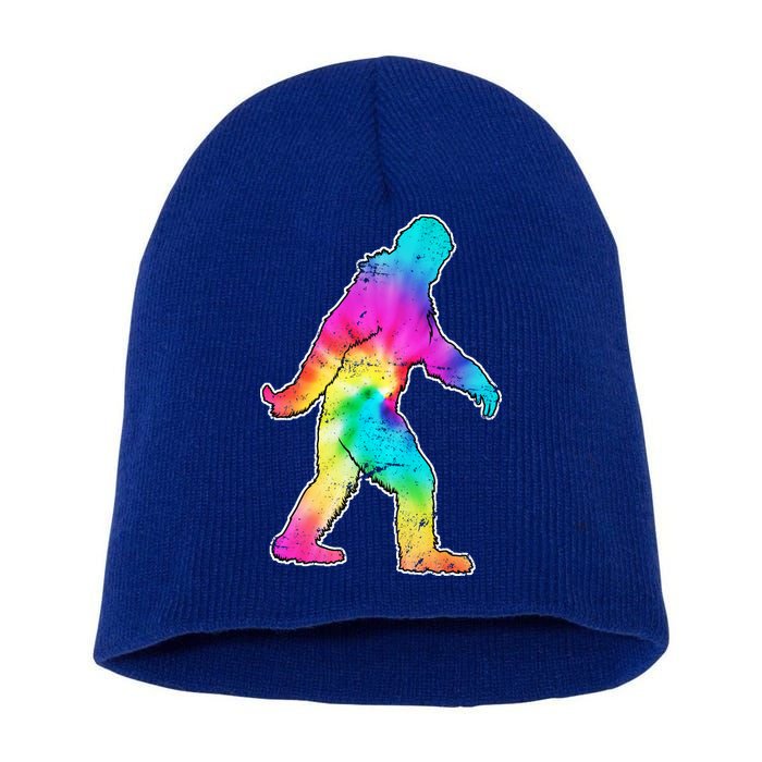 Trippy Sasquatch Tie Dye Colorful Bigfoot Short Acrylic Beanie