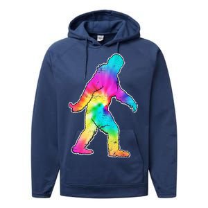 Trippy Sasquatch Tie Dye Colorful Bigfoot Performance Fleece Hoodie