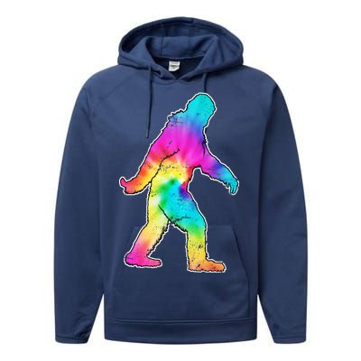 Trippy Sasquatch Tie Dye Colorful Bigfoot Performance Fleece Hoodie