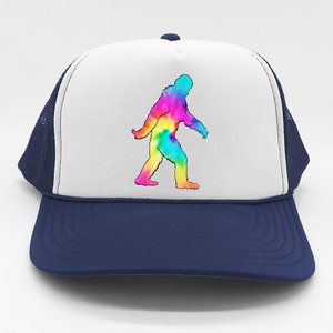 Trippy Sasquatch Tie Dye Colorful Bigfoot Trucker Hat