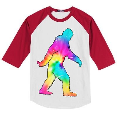 Trippy Sasquatch Tie Dye Colorful Bigfoot Kids Colorblock Raglan Jersey