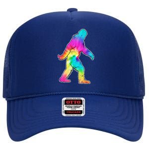 Trippy Sasquatch Tie Dye Colorful Bigfoot High Crown Mesh Back Trucker Hat