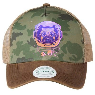 Trippy Space Colors Astronaut Pug Dog Legacy Tie Dye Trucker Hat