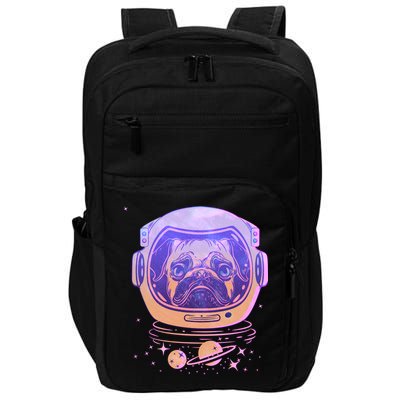 Trippy Space Colors Astronaut Pug Dog Impact Tech Backpack