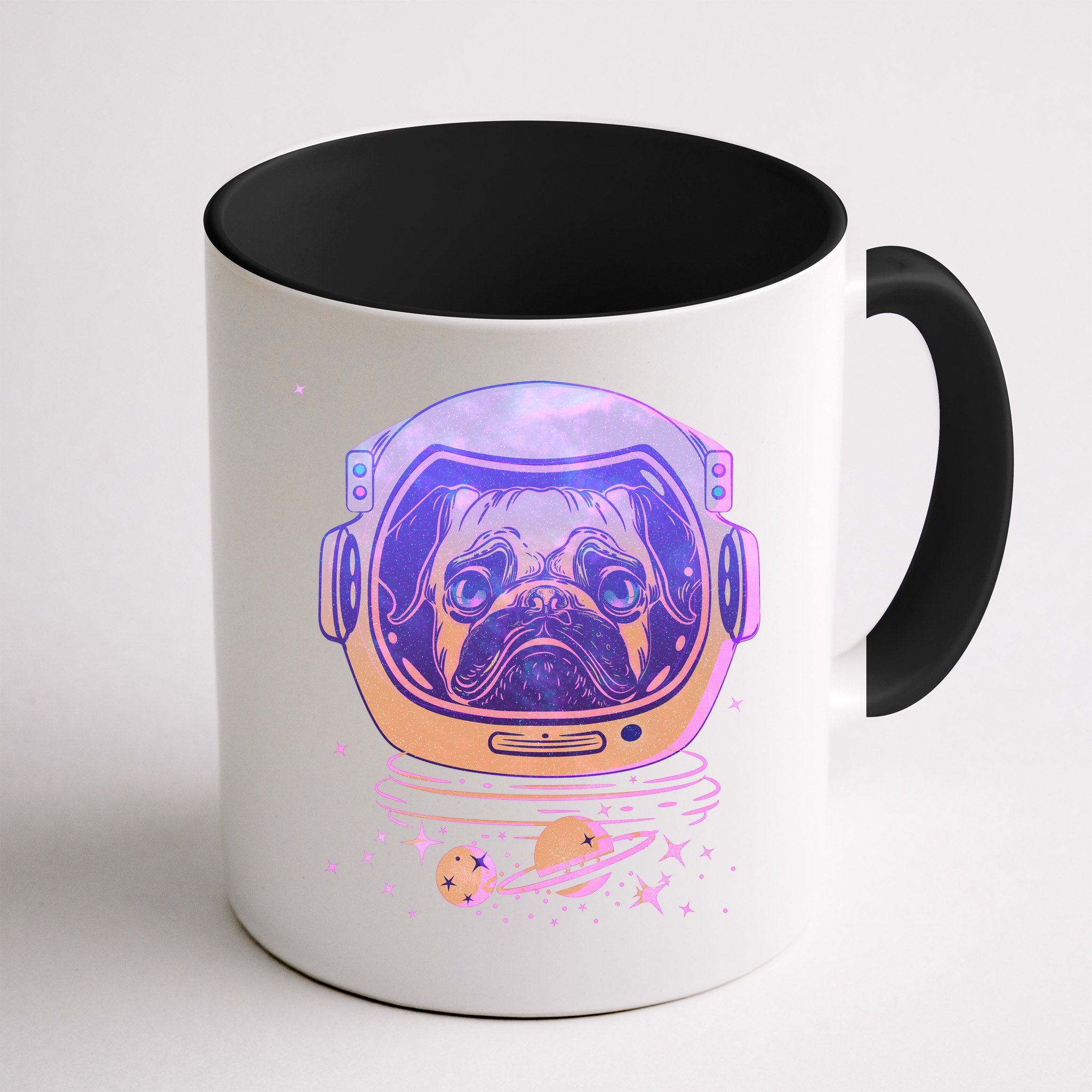 Trippy Space Colors Astronaut Pug Dog Mug