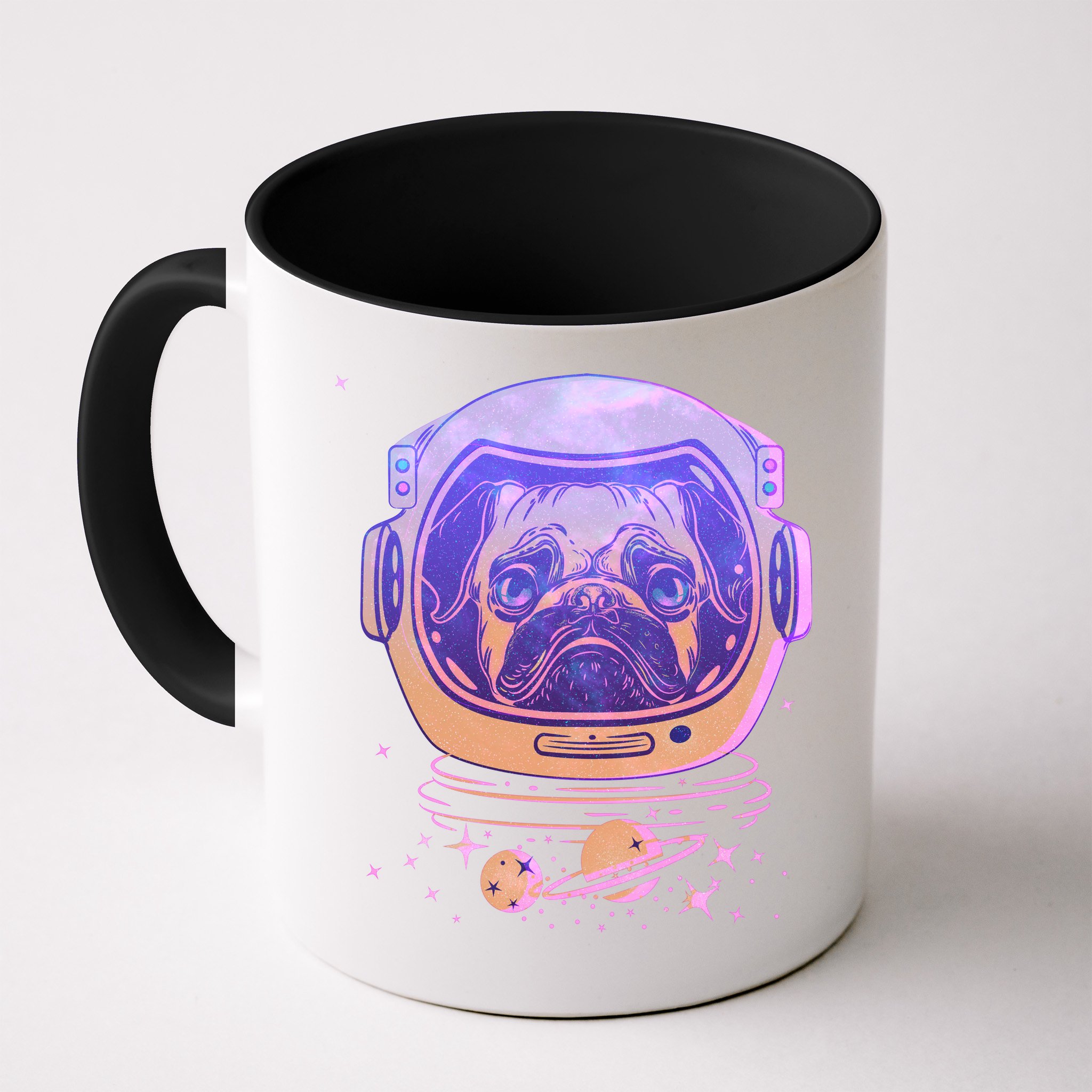 Trippy Space Colors Astronaut Pug Dog Mug
