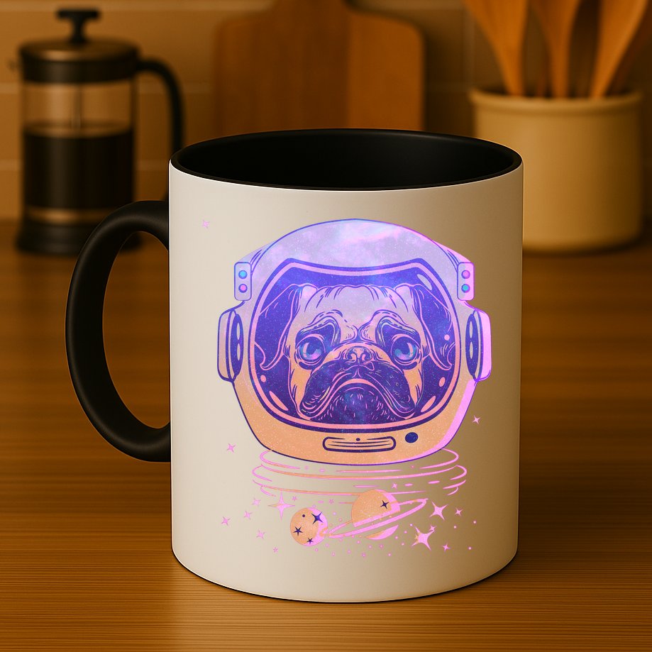Trippy Space Colors Astronaut Pug Dog Mug