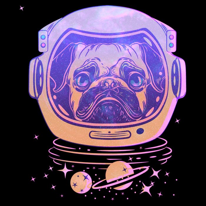 Trippy Space Colors Astronaut Pug Dog Mug